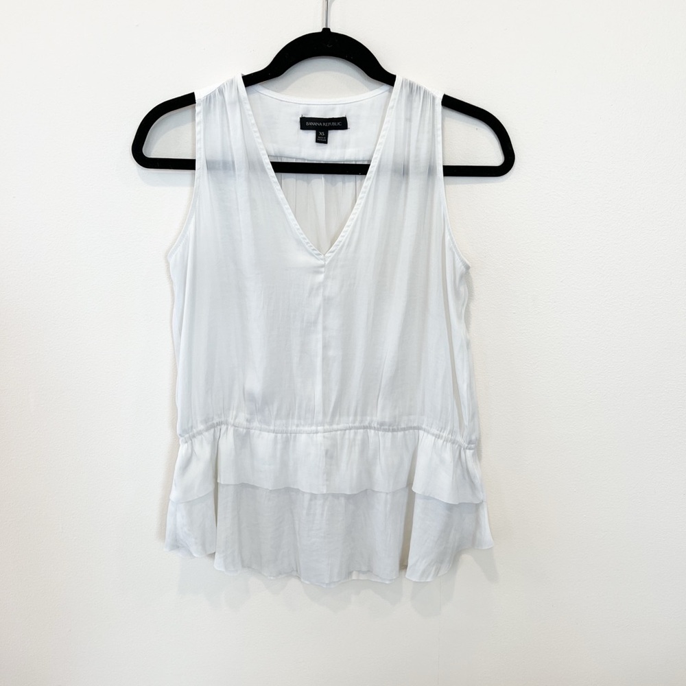 Banana Republic White Layered Ruffle Tank Women’s Top XS EUC